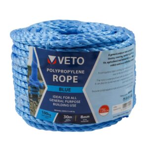 Timco 8mm x 30m Blue Poly Rope - Coil 1 Pack (BR830C) (BR830C)