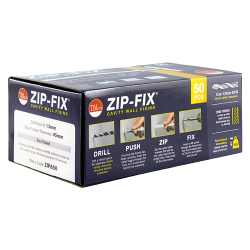 Timco M6  Zip-Fix Cavity Wall Fixings - Zinc 50 Pack (ZIP650)