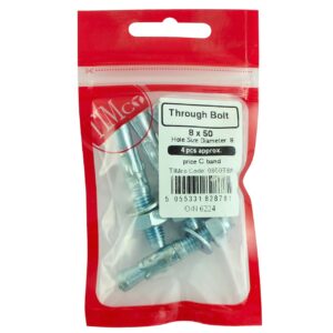 Timco 8 x 50 Through Bolt - BZP 4 Pack (0850TBP) (0850TBP)