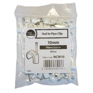 Timco 10mm Nail In Pipe Clip 50 Pack (NCW10)