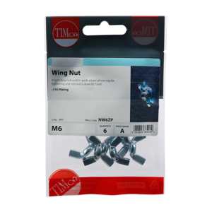 Timco M6 Wing Nut Zinc 6 Pack (NW6ZP) (NW6ZP)