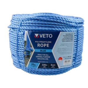 Timco 6mm x 220m Blue Poly Rope Long - Coil 1 Pack (BR6220C) (BR6220C)