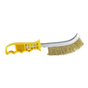 Timco 255mm Yellow Handle Wire Brush Brass 1 Pack (YWHB)