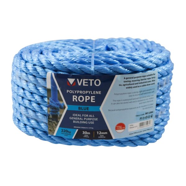 Timco 12mm x 30m Blue Poly Rope - Coil 1 Pack (BR1230C) (BR1230C)