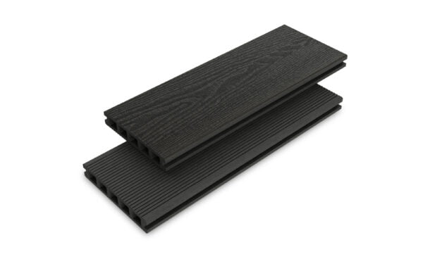 All our composite decking boards come double-sided giving you the option to choose between wood grain or grooved decking or a mixture of both, simply by turning the board to suit your design.
Stylish and hardwearing, our Charcoal decking boards have been designed to give your outdoor space extra personality and character with minimal maintenance.