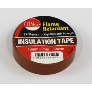 Timco 25m x 18mm PVC Insulation Tape - Brown 10 Pack (ITBROWN) (ITBROWN)