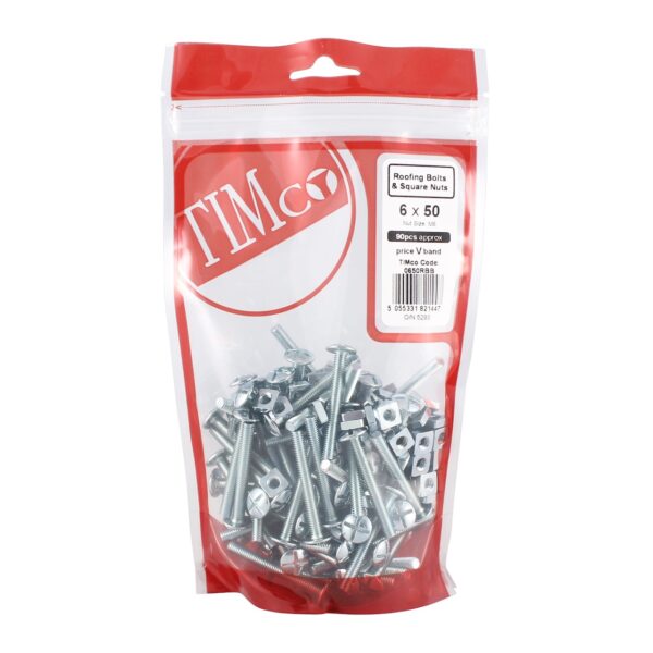 Timco M6 x 25 Roofing Bolt & SQ Nut - BZP 130 Pack (0625RBB) (0625RBB)