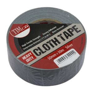 Timco 50m x 50mm Heavy Duty Cloth Tape - Silver 1 Pack (HDCTSILVER) (HDCTSILVER)