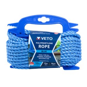 Timco 8mm x 15m Blue Poly Rope - Winder 1 Pack (BR815W) (BR815W)