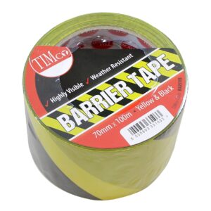 Timco 100m x 70mm PE Barrier Tape -Yellow/Black 1 Pack (BARTYB) (BARTYB)