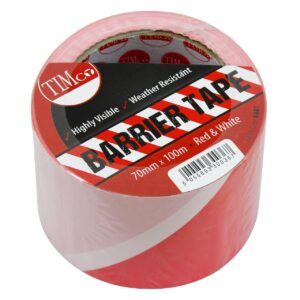Timco 100m x 70mm PE Barrier Tape - Red/White 1 Pack (BART) (BART)